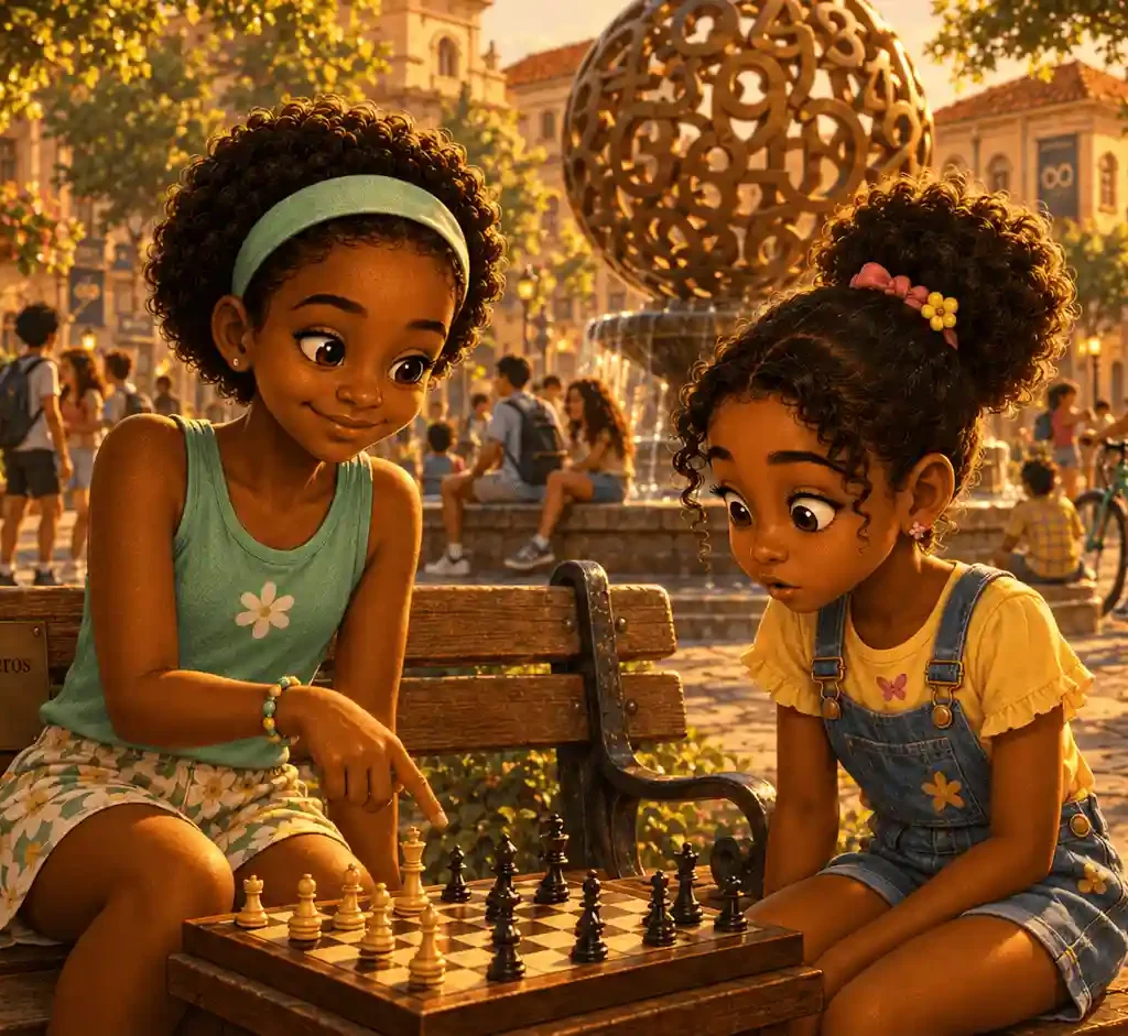 Glória e Cristina analisam a Partida Sempre-Viva na Praça dos Números em Quantáris